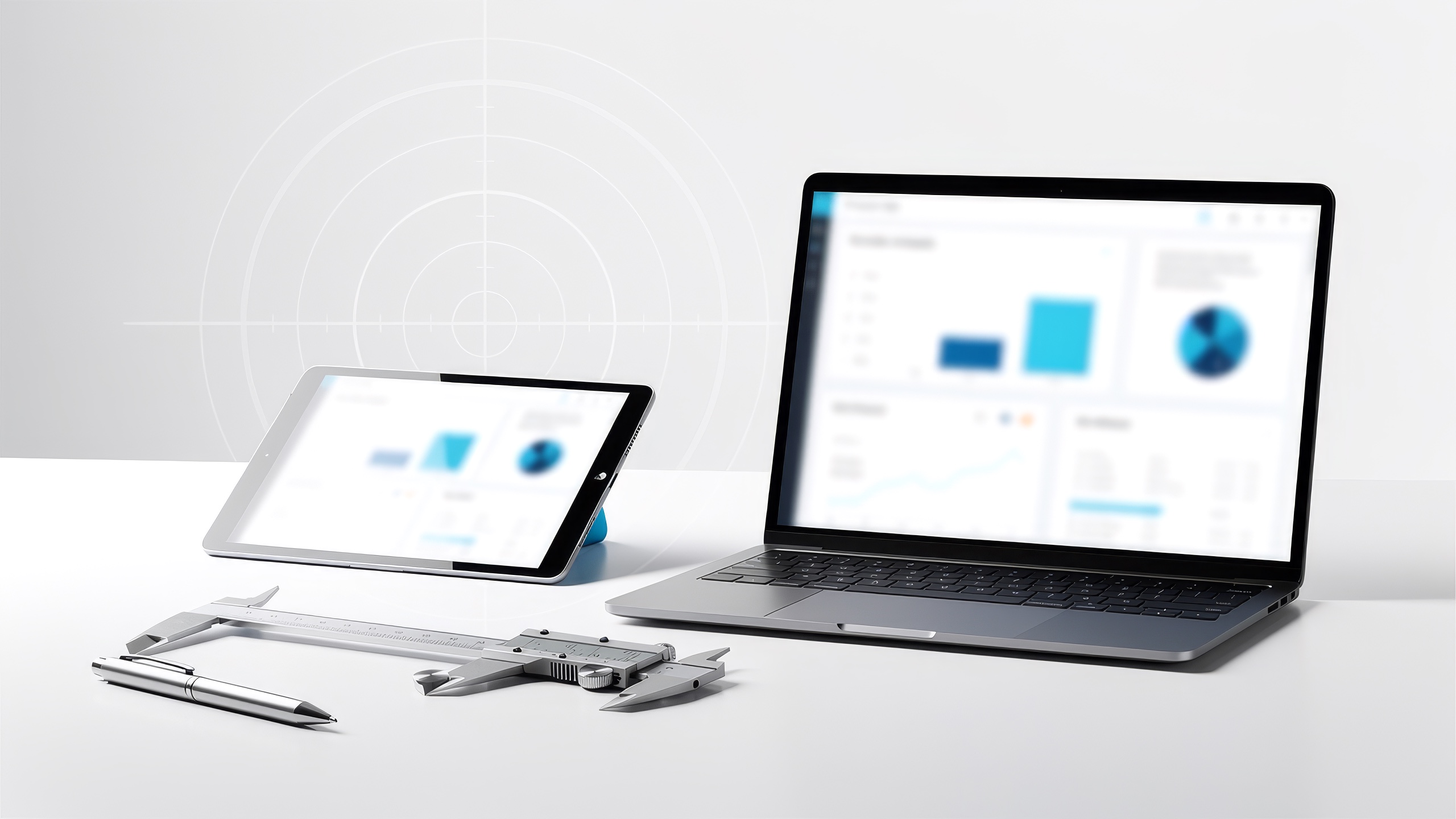 Quality management dashboard on a laptop